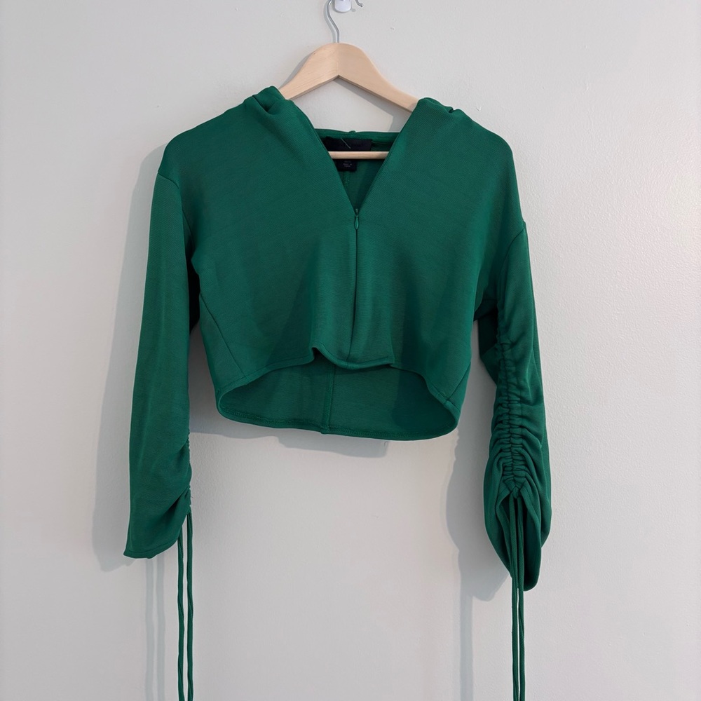 Maison Cinqcent Green Ruched Sleeve Women's Top